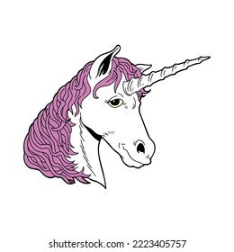 cartoon unicorn hand draw vector