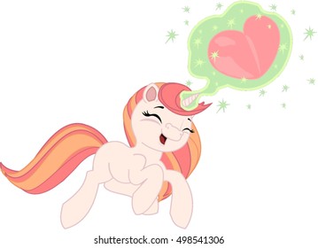Cartoon unicorn with heart.