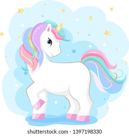 White Unicorn Rainbow Hair Vector Illustration Stock Vector (Royalty ...