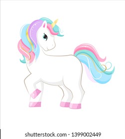 Cartoon Unicorn Isolated On White Background Stock Vector (Royalty Free ...