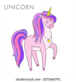 cartoon unicorn with lush mane vector image