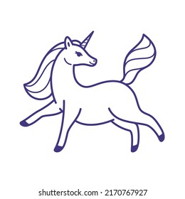 Cartoon unicorn with mane. Stylized illustration in cartoon style.