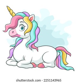 Cartoon unicorn on white background