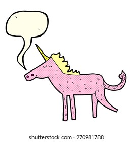 caricatura de unicornio con burbuja de habla