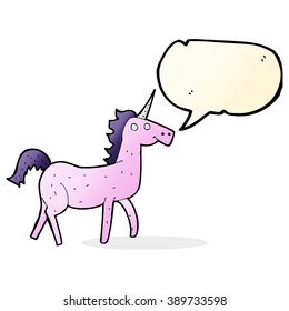 caricatura de unicornio con burbuja de habla