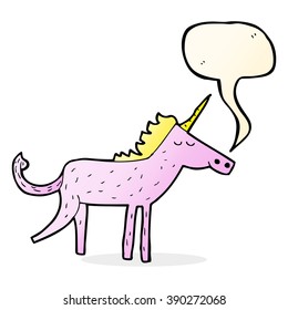 caricatura de unicornio con burbuja de habla