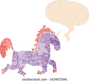 Cartoon Unicorn Speech Bubble Grunge Distressed Stock Vector (Royalty ...