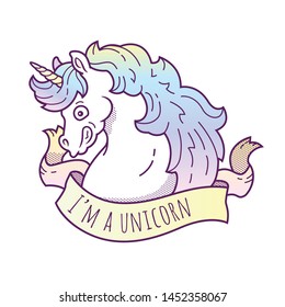 cartoon i'm the unicorn stripe illustration 