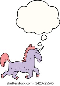 Cartoon unicorn mit Gedankenblase