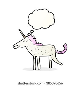 Cartoon unicorn mit Gedankenblase