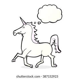 cartoon unicorn with thought bubble