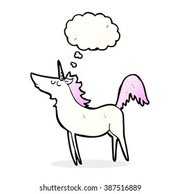 cartoon unicorn with thought bubble
