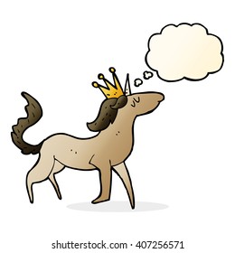 Cartoon unicorn mit Gedankenblase