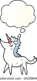 cartoon unicorn with thought bubble in smooth gradient style