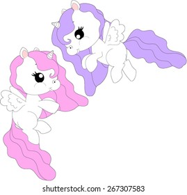 Cartoon unicorn twins