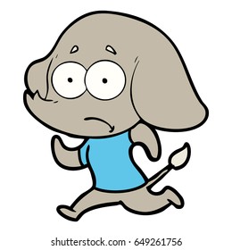 cartoon unsure elephant running away