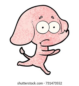cartoon unsure elephant running away