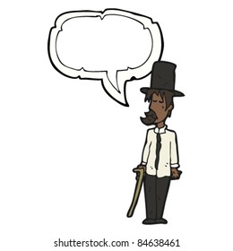 cartoon untidy man in top hat