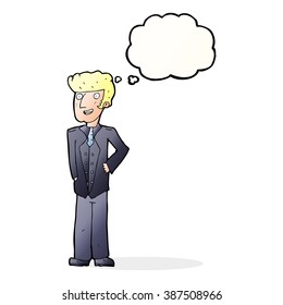 cartoon upperclass man with thought bubble