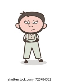 Cartoon Upset Helper Face Vector Illustration
