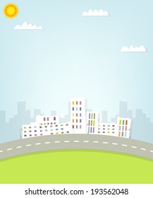 cartoon urban view. Vector paper cut image