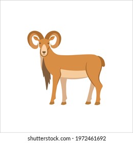 Cartoon urial on a white background.Flat cartoon illustration for kids.