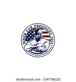 Cartoon USA Biker President Badge