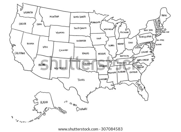 Cartoon Usa Map Stock Vector (Royalty Free) 307084583