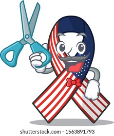 Cartoon usa ribbon with the barber character