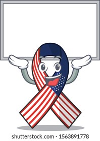 Cartoon usa ribbon with the up board character