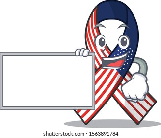Cartoon usa ribbon with the with board character