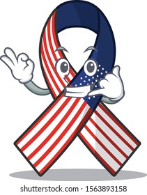 Cartoon usa ribbon with in character call me