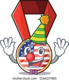 Cartoon usa ribbon with the character clown