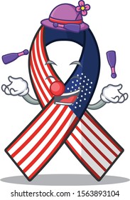 Cartoon usa ribbon with in character juggling