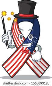 Cartoon usa ribbon with in character magician