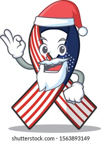 Cartoon usa ribbon with in character santa claus