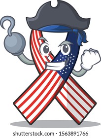 Cartoon usa ribbon with the pirate character