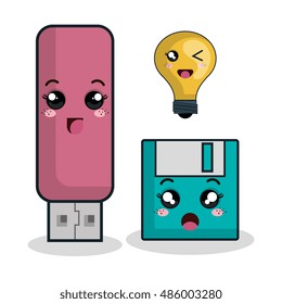 cartoon usb floppy technology digital design