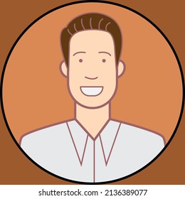 Cartoon userpic for social media. Smiling man with formal white shirt. Flat vector illustration design.