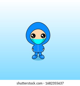 cartoon using hazmat and masks vector design