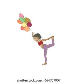 Cartoon  Ustrasana,Camel Pose on white isolate background.Vector illustrator.