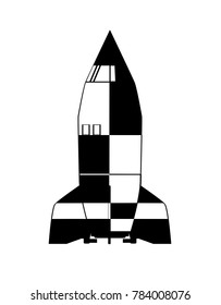 Cartoon V2 German World War 2 Rocket over a white background