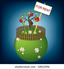 Cartoon vacant land for rent, vector
