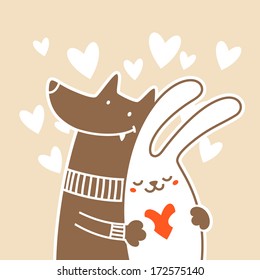 Pareja valentina de dibujos animados