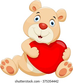 A cartoon Valentines. Bear with the big red heart