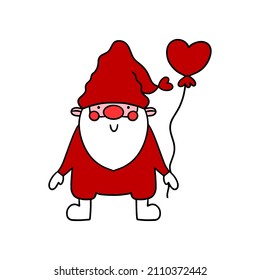 Cartoon Valentines day gnome illustration.