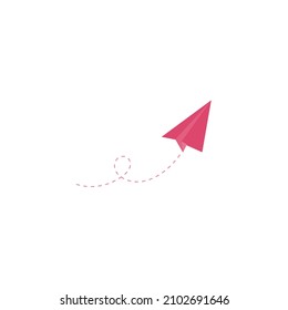 Cartoon valentines day paper rocket floating in the sky flying heart shaped Vector illustration.