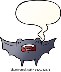 cartoon vampire bat with speech bubble in smooth gradient style