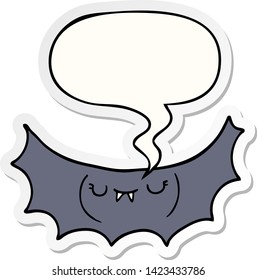 Cartoon-Vampir-Fledermaus mit Redeblase-Aufkleber