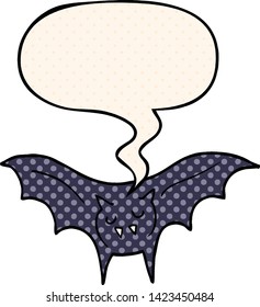 cartoon vampire bat with speech bubble in comic book style
